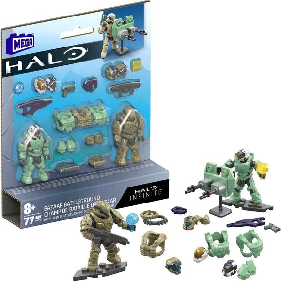 USED Mega Bloks Bazaar Battleground Halo Infinite Weather Action Figure 79 PCS - Picture 1 of 4